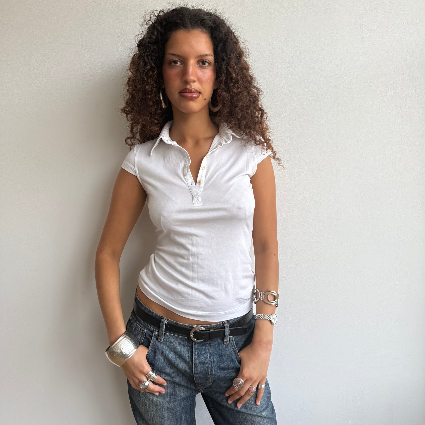 White Miss Sixty polo top - Size S