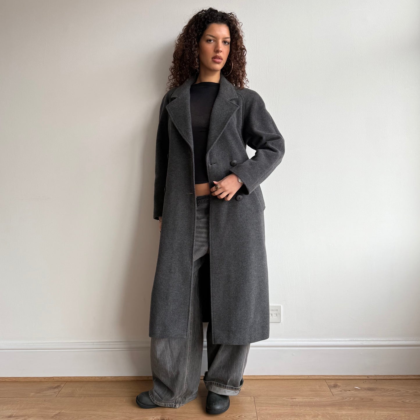 Grey wool overcoat - Size M