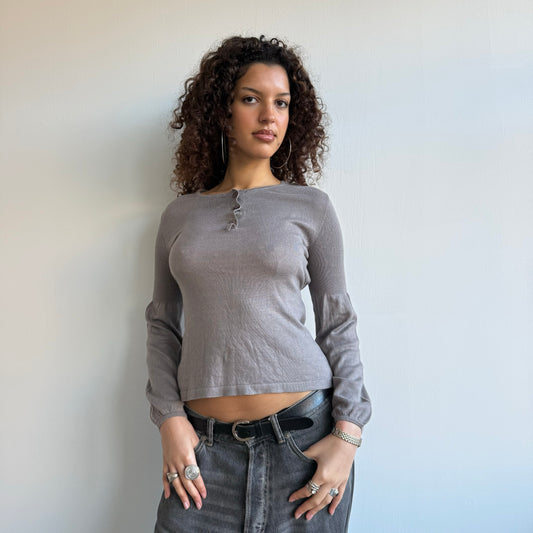 Taupe tie back knit - Size S