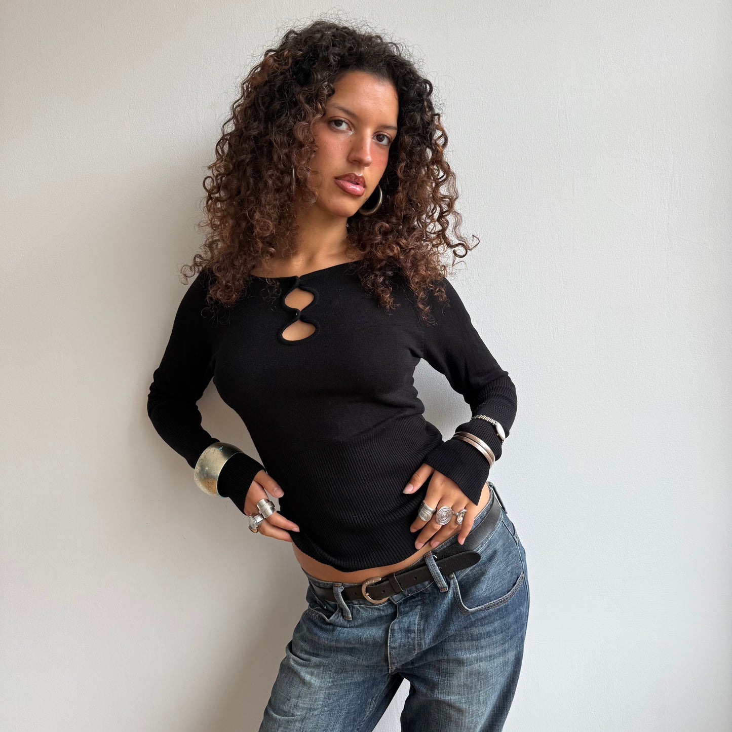 Black keyhole knit - Size S