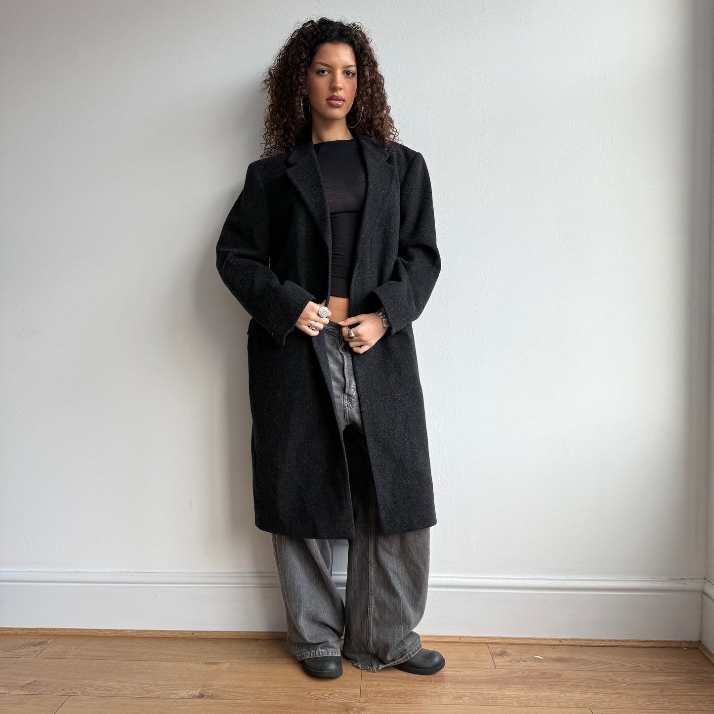 Grey wool overcoat - Size L