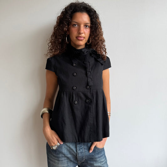 Black short sleeve peacoat - Size M