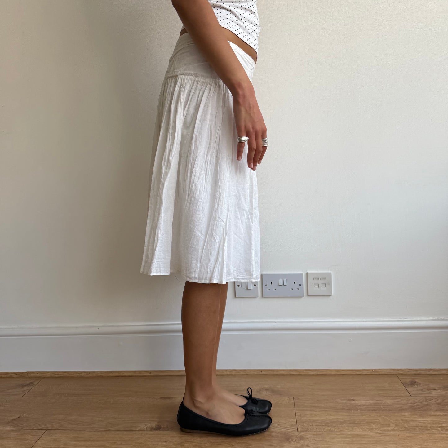 White pleat midi skirt - Size S/M