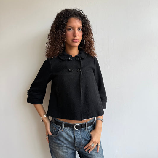 Black 3/4 sleeve peacoat - Size S