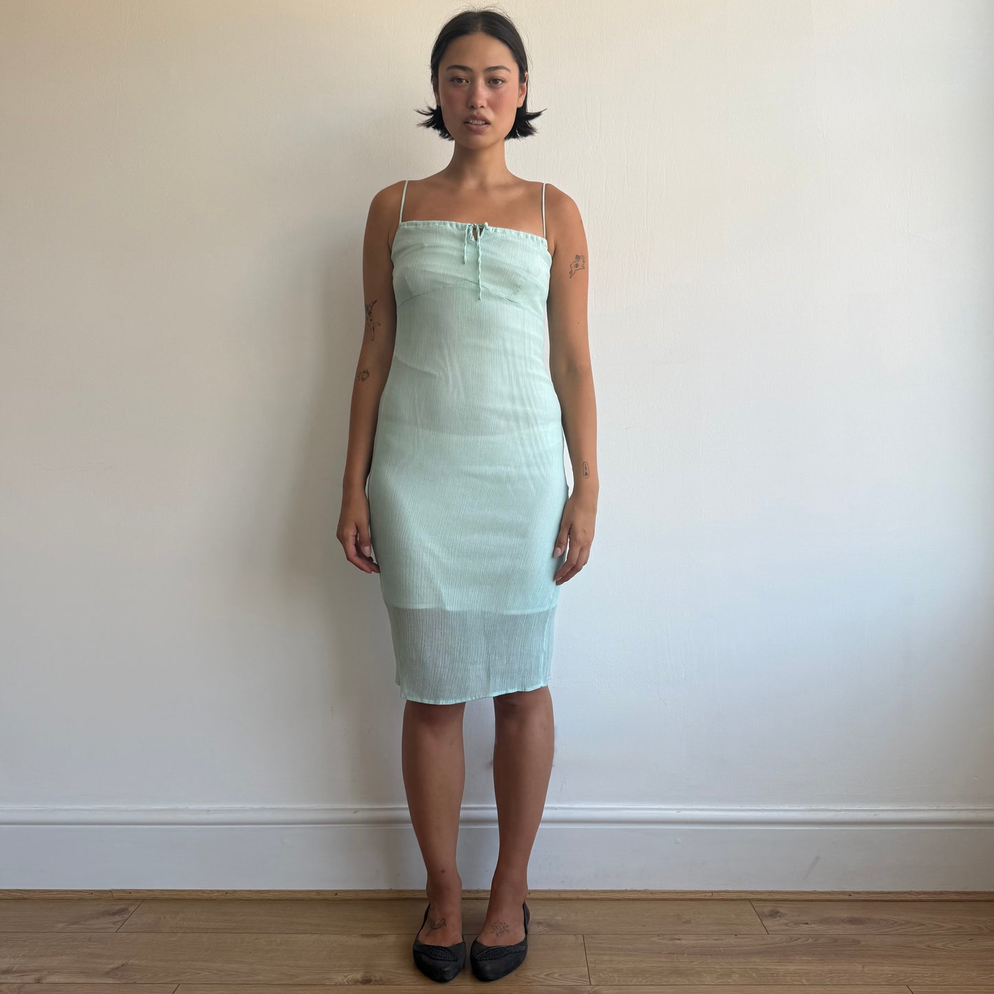 Turquoise chiffon midi dress - Size XS/S