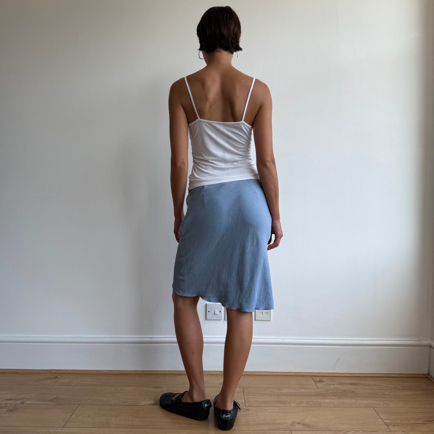 Powder blue linen midi skirt - Size XS