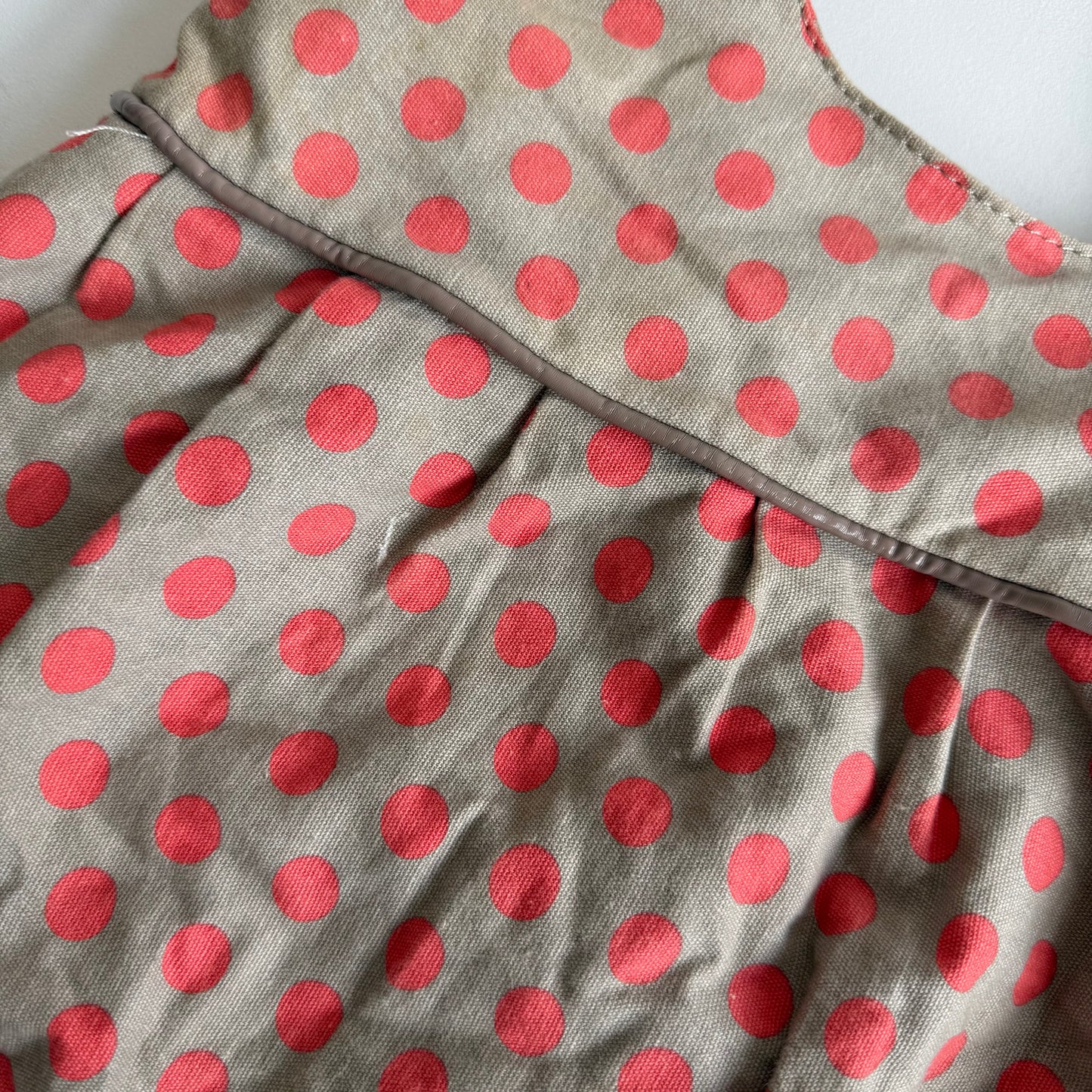 Khaki + orange polka dot bag