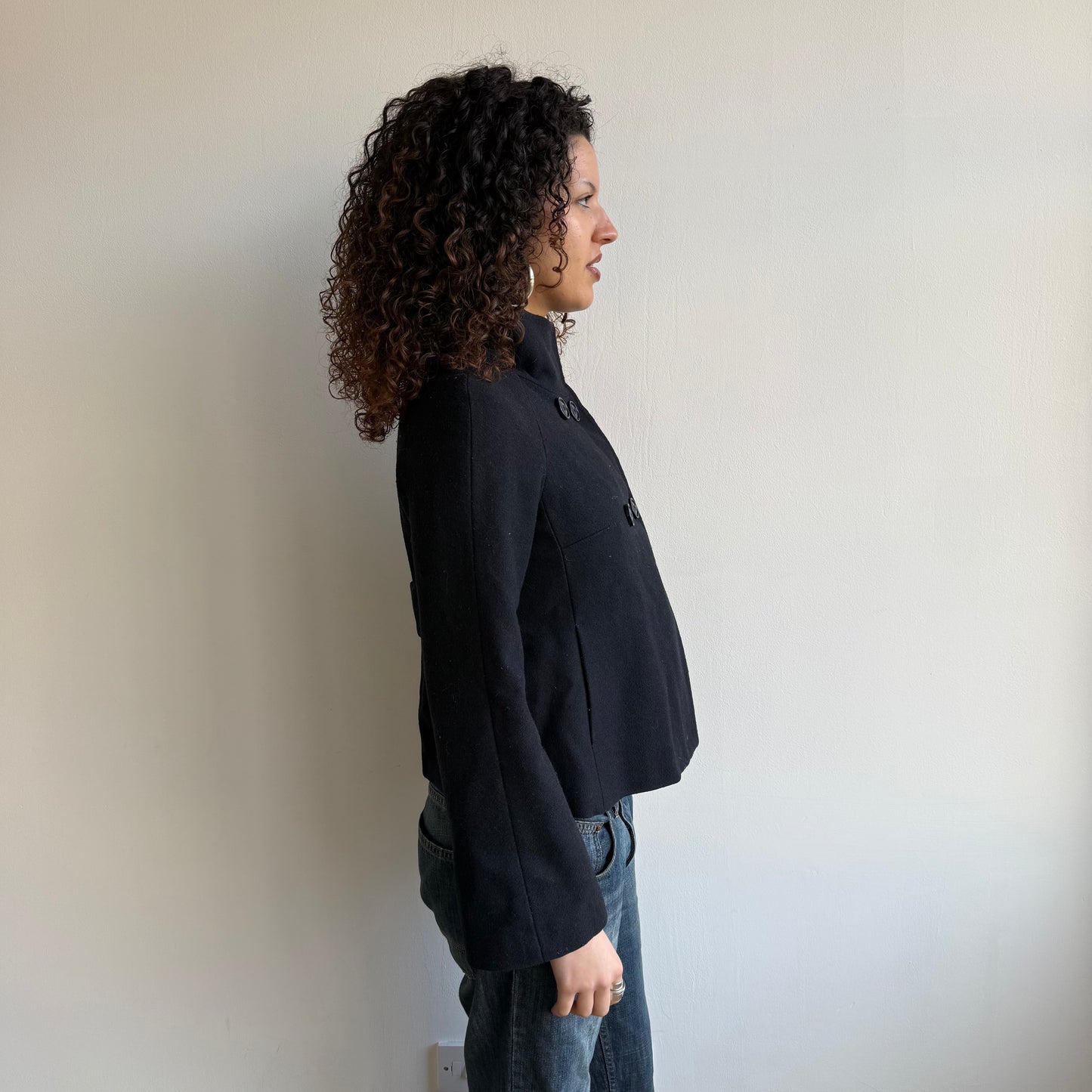 Black funnel neck peacoat - Size S/M
