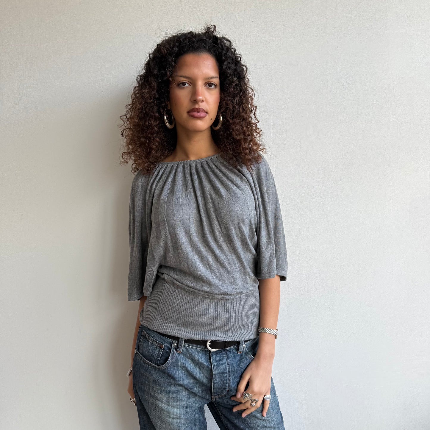 Charcoal grey batwing knit - Size M