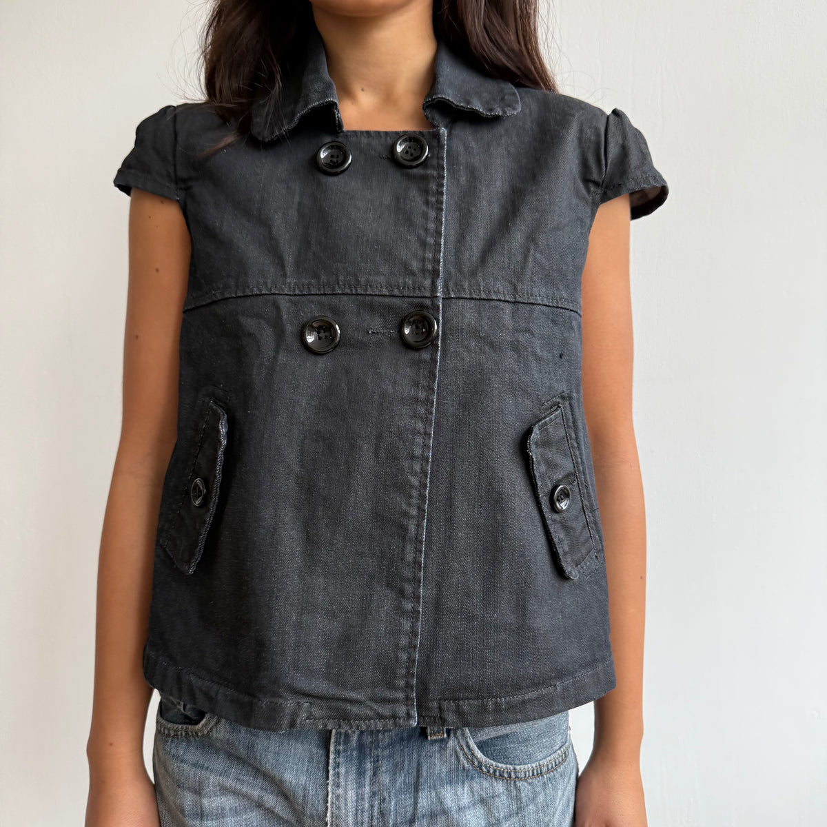 Dark wash denim peacoat - Size M