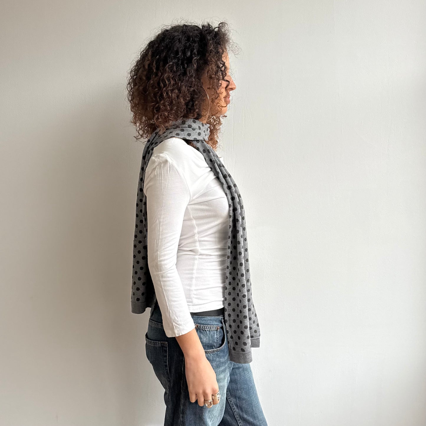 Grey polka dot scarf - One Size