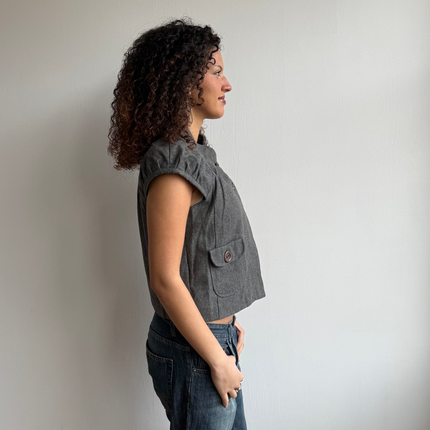 Grey short sleeve peacoat - Size S/M
