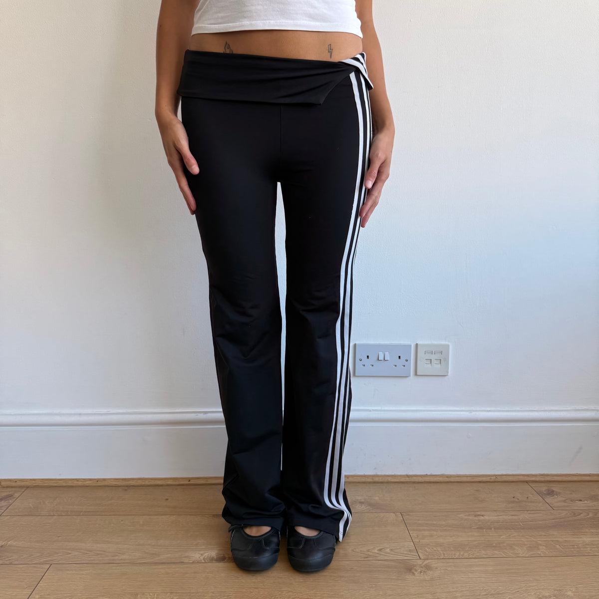 Black Adidas fold waist yoga pants - Size XS