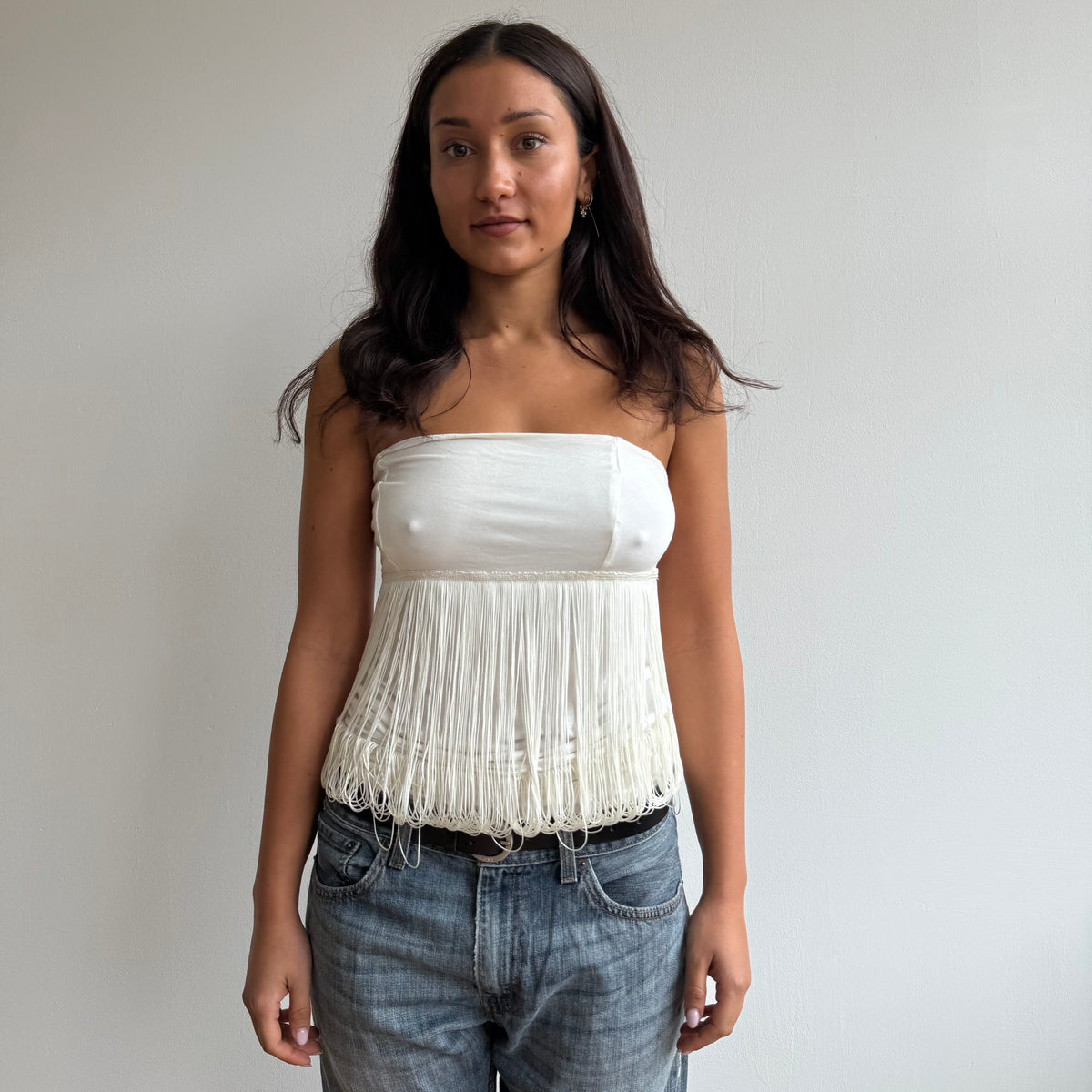 Cream tassel tube top - Size S