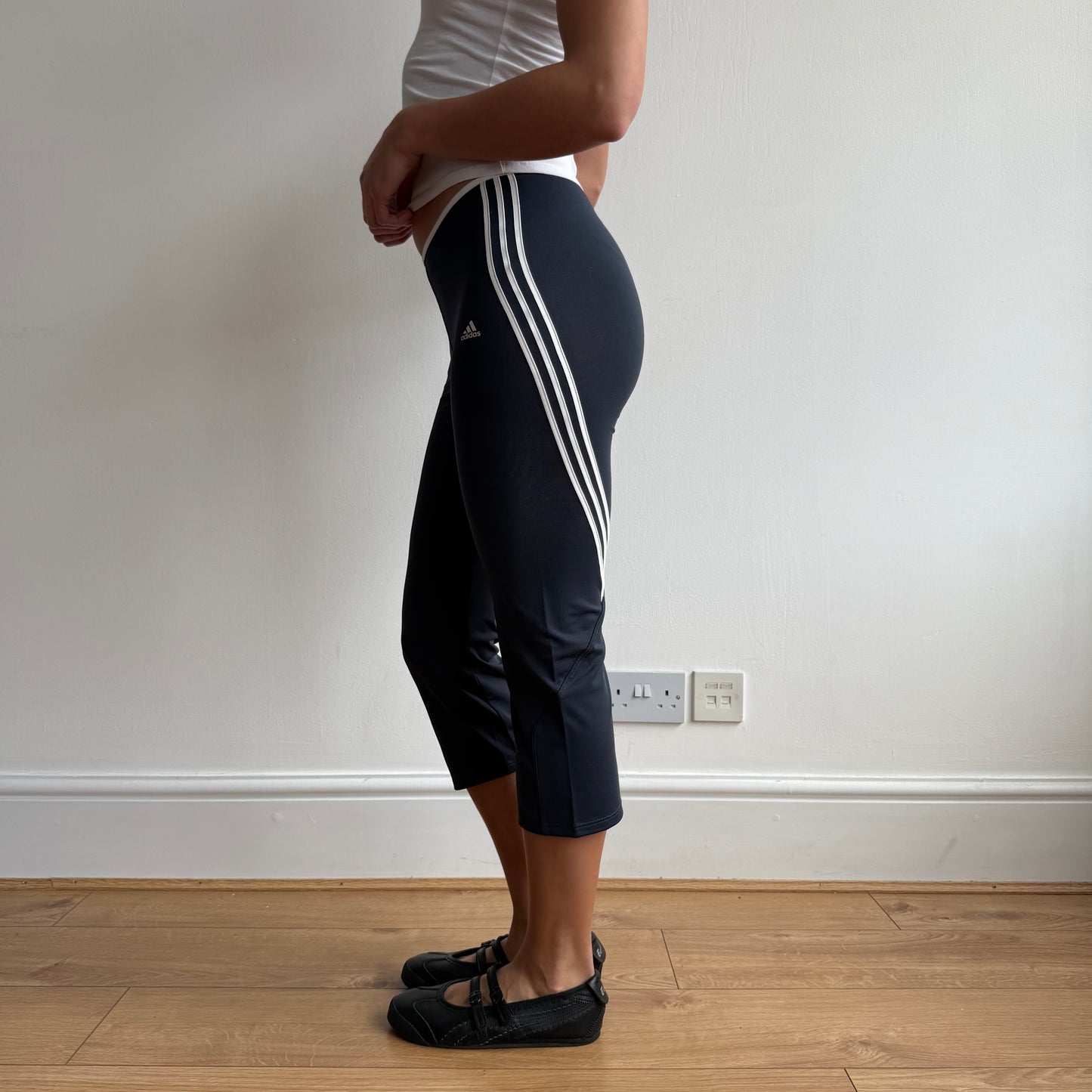 Navy Adidas stripe capris - Size XS