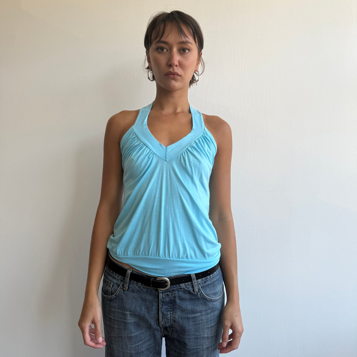 Blue v-neck tank top - Size S