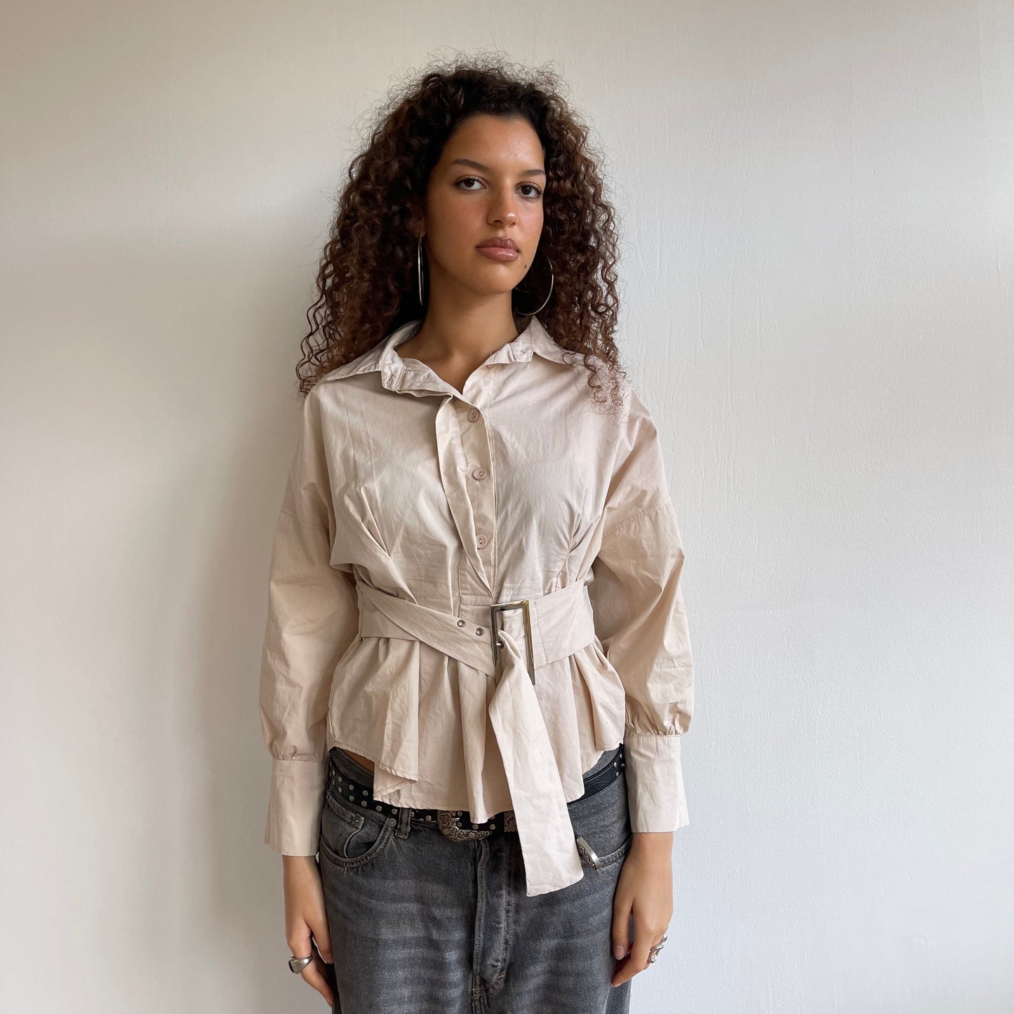 Beige belt shirt - Size S/M