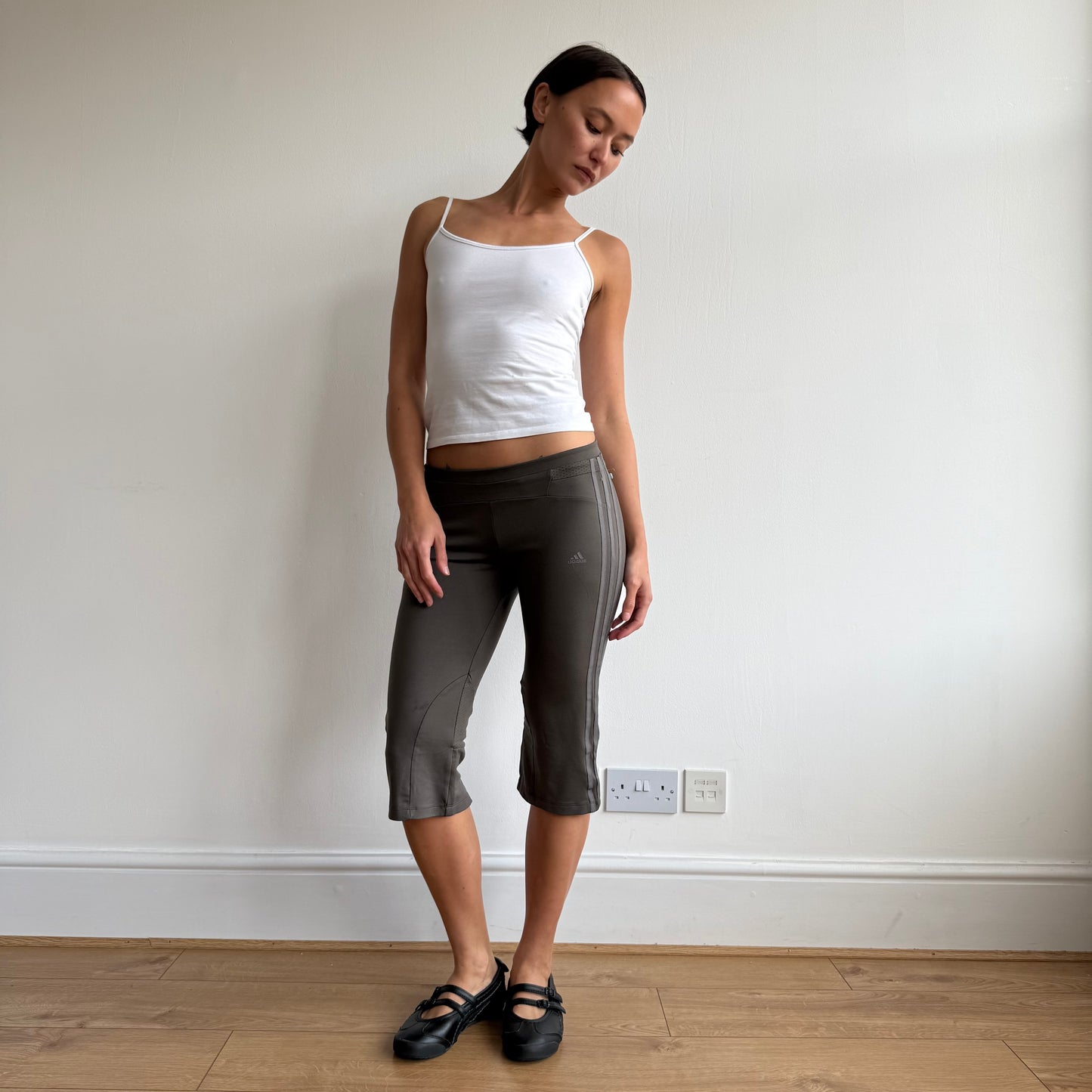 Khaki Adidas capris - Size S