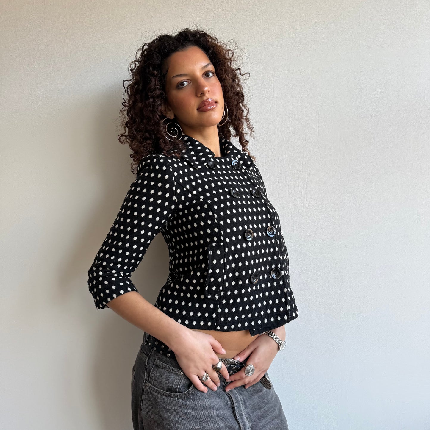 Polka dot peacoat - Size S