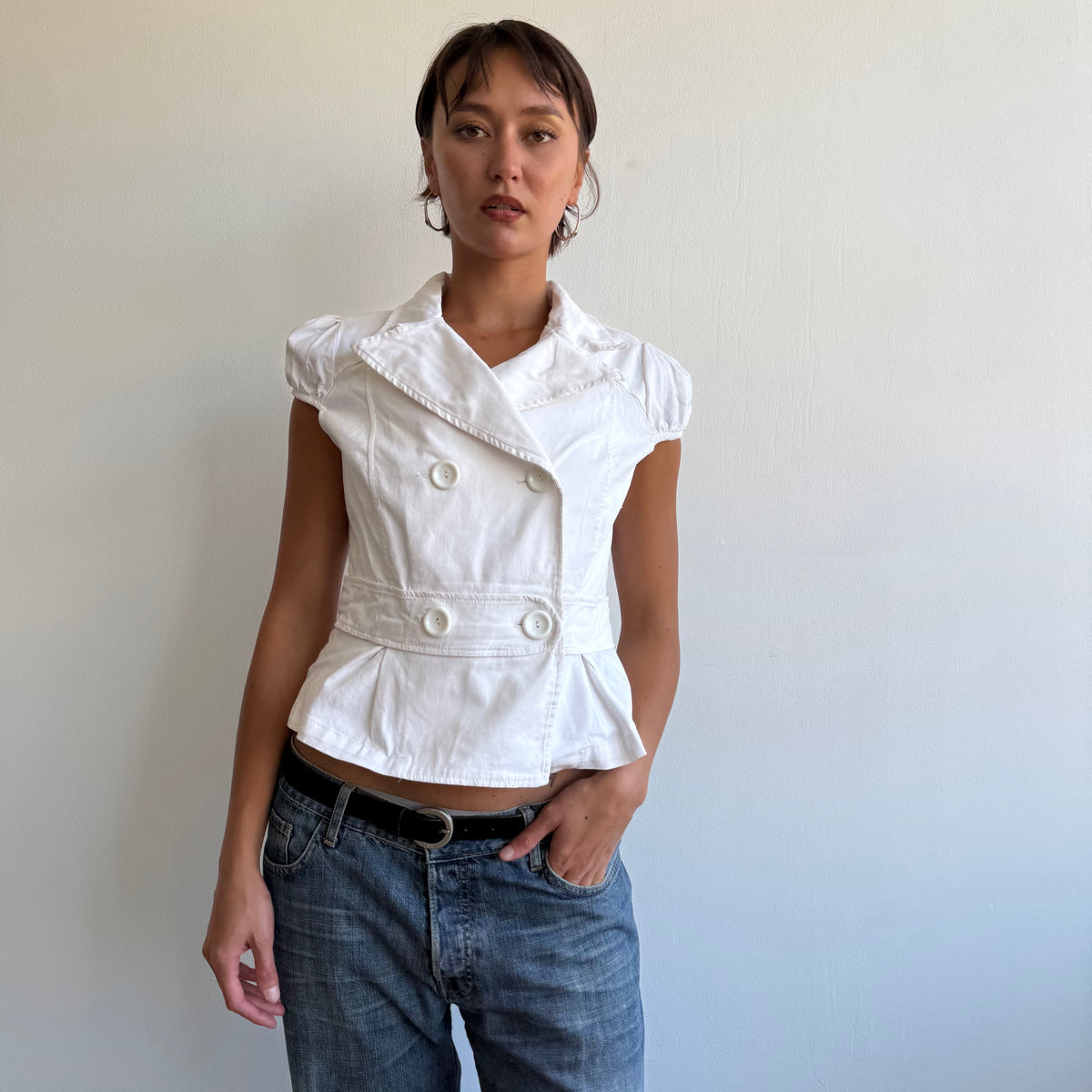 White double breasted peacoat - Size M