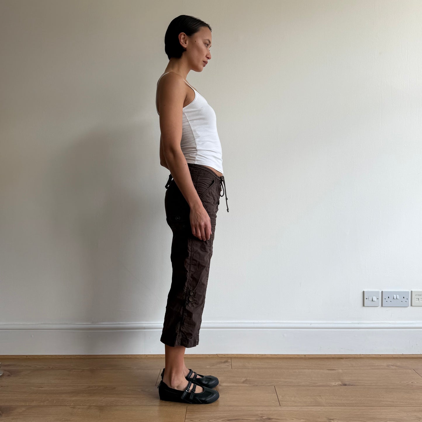 Brown corset back capris - Size S