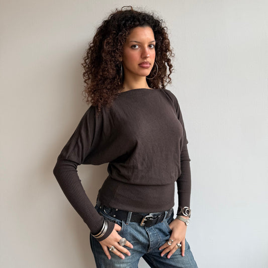 Brown slouchy batwing knit - Size S