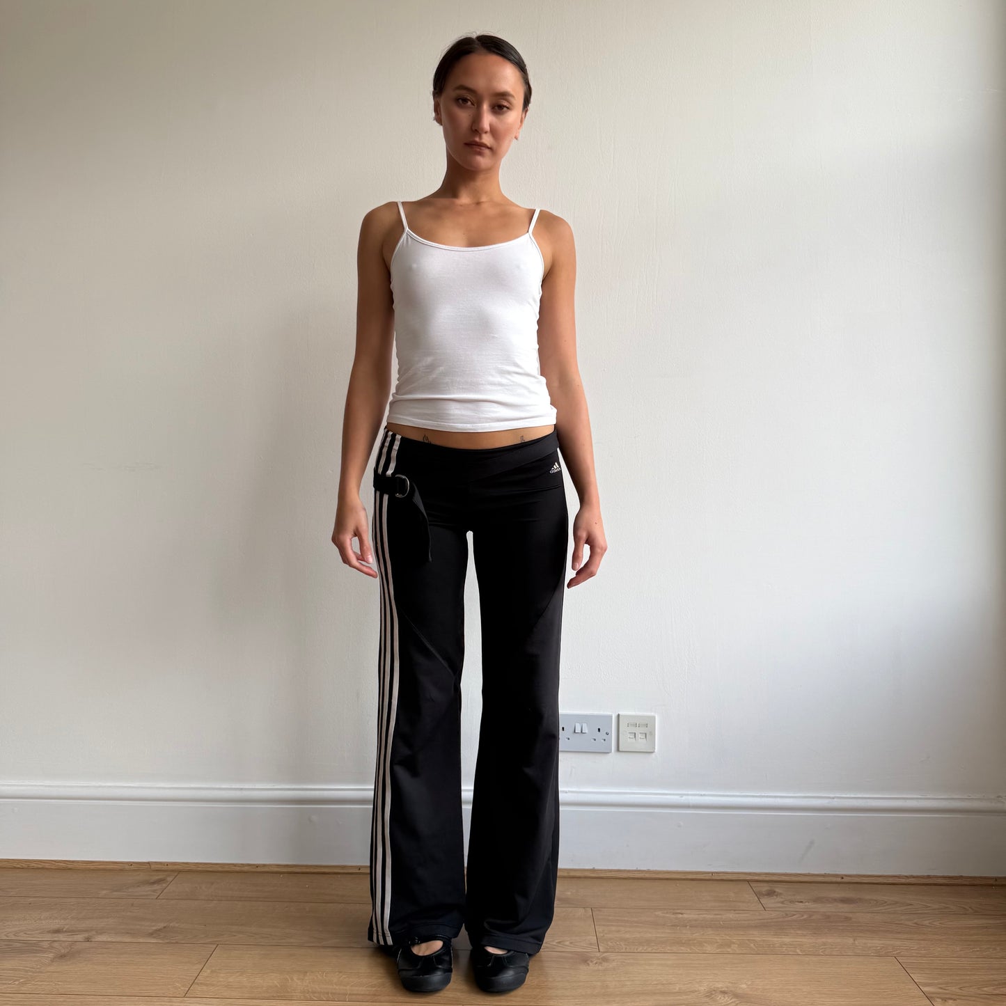 Black Adidas stripe flared yoga pants - Size S
