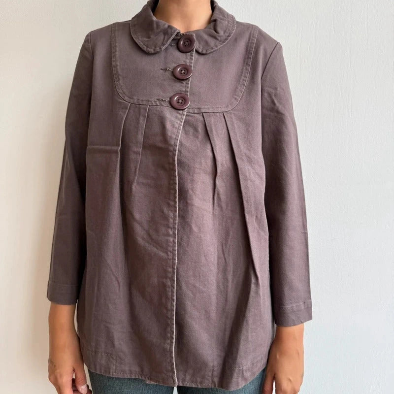 Brown long length peacoat - Size M