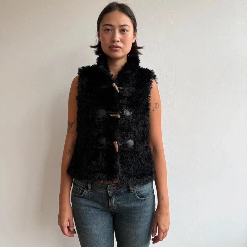 Faux fur toggle gilet - Size S