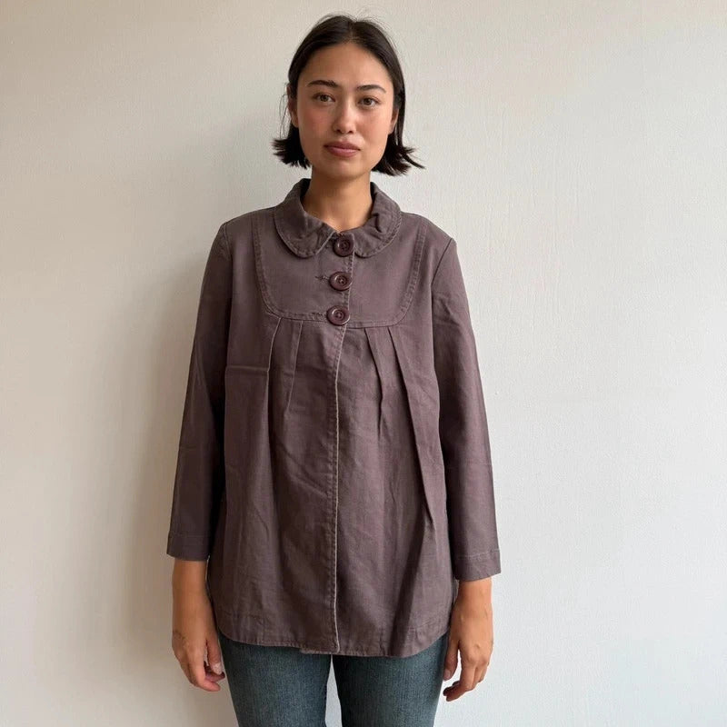 Brown long length peacoat - Size M