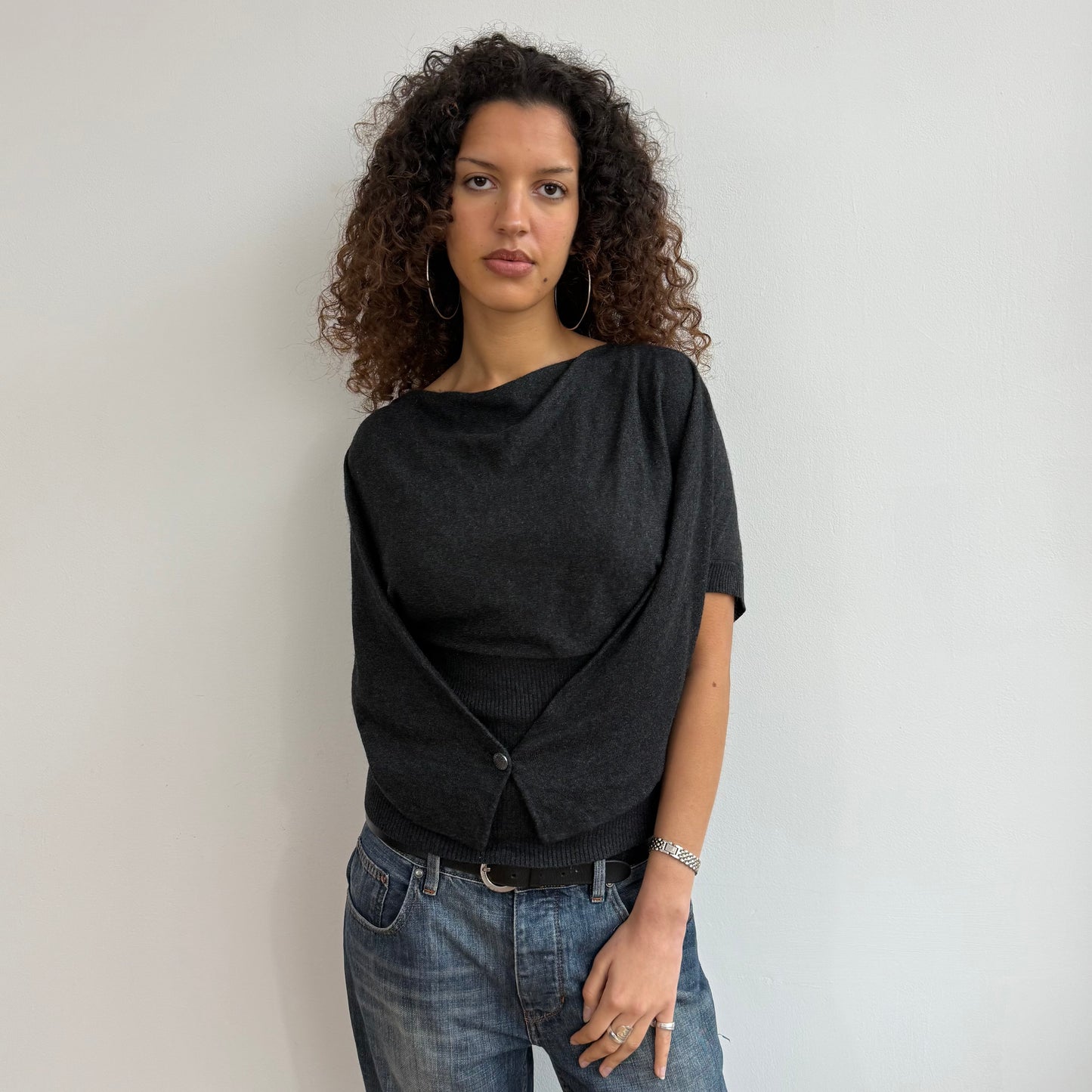 Cop Copine grey wrap button knit - Size S