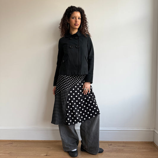 Black polka dot midi skirt - Size S