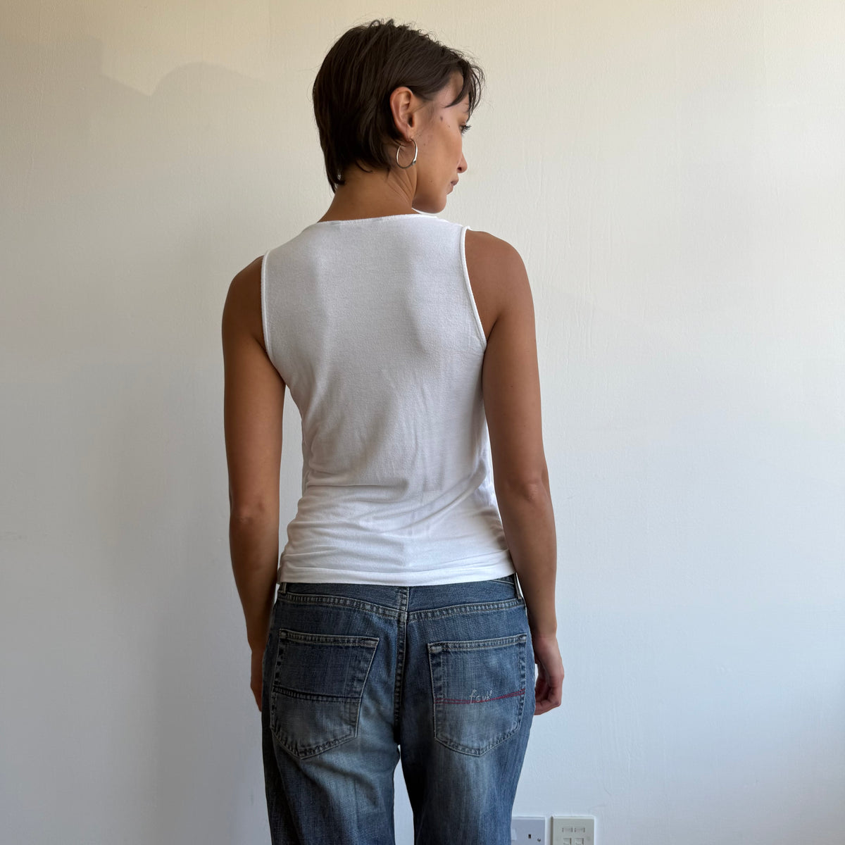 Ralph Lauren white drape top - Size S