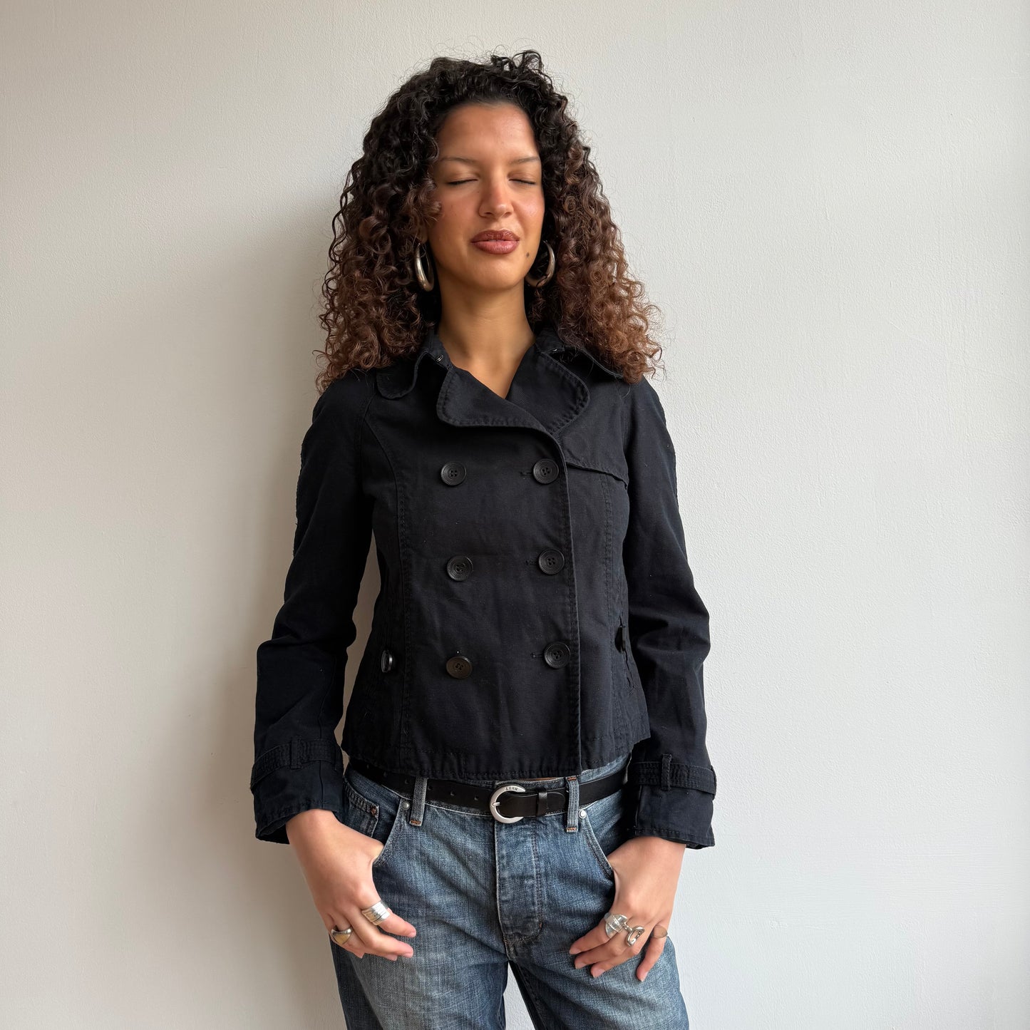 Black double breasted peacoat - Size S
