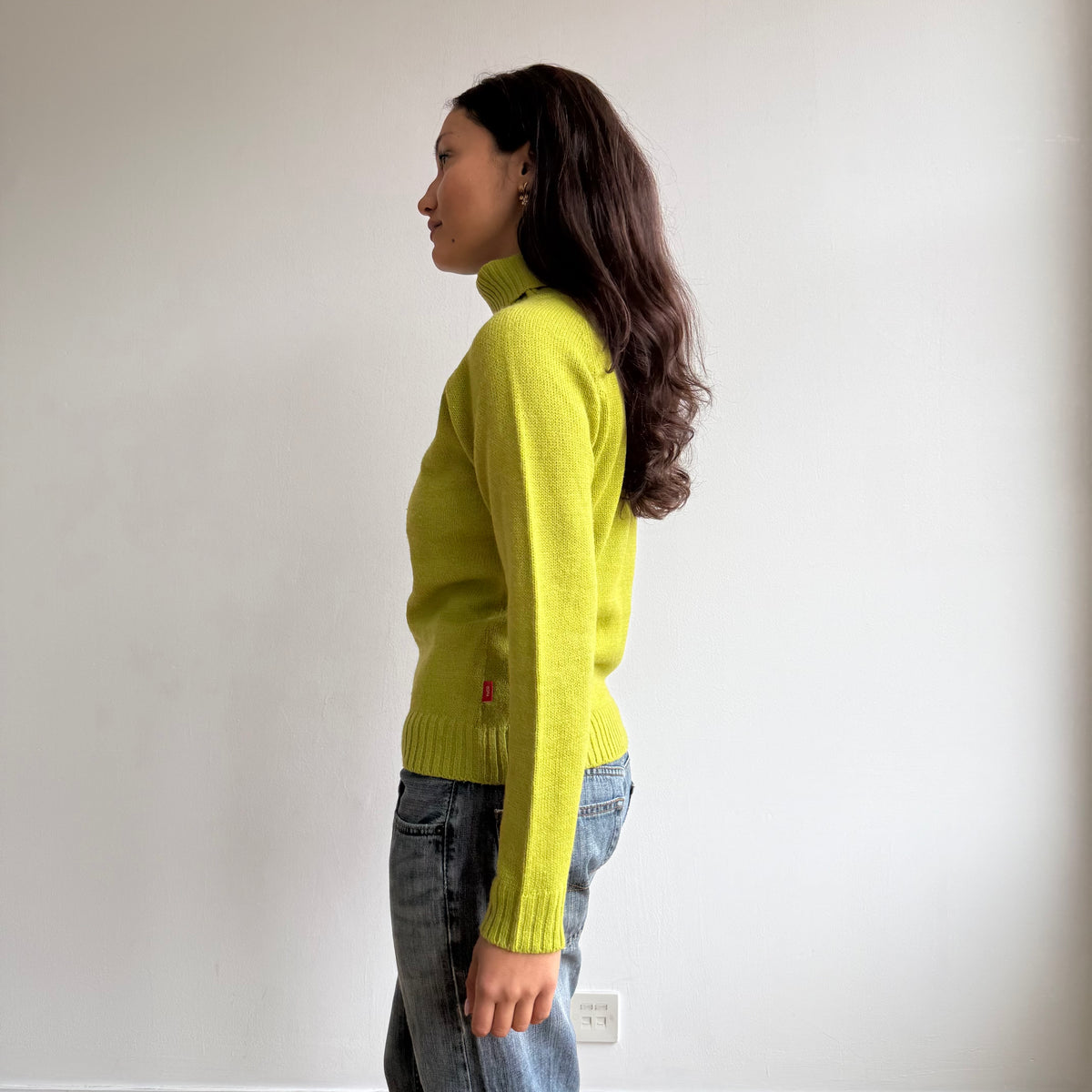 Green chunky knit roll neck - Size M