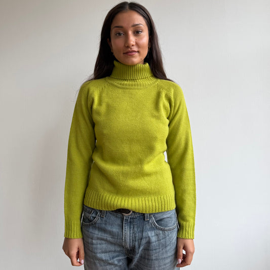 Green chunky knit roll neck - Size M
