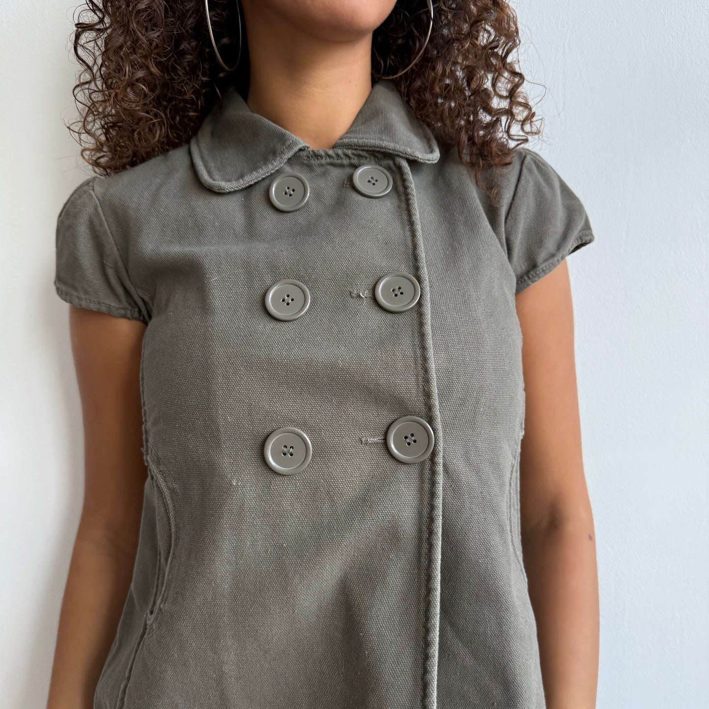 Khaki short sleeve peacoat - Size S