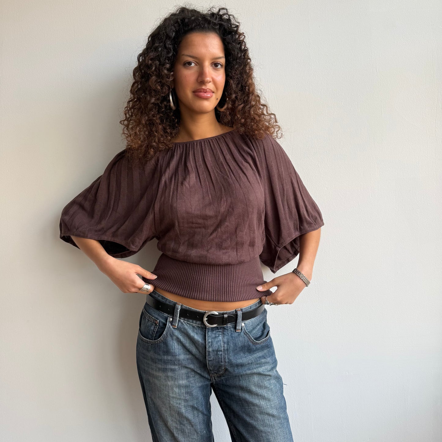 Brown batwing knit - Size M