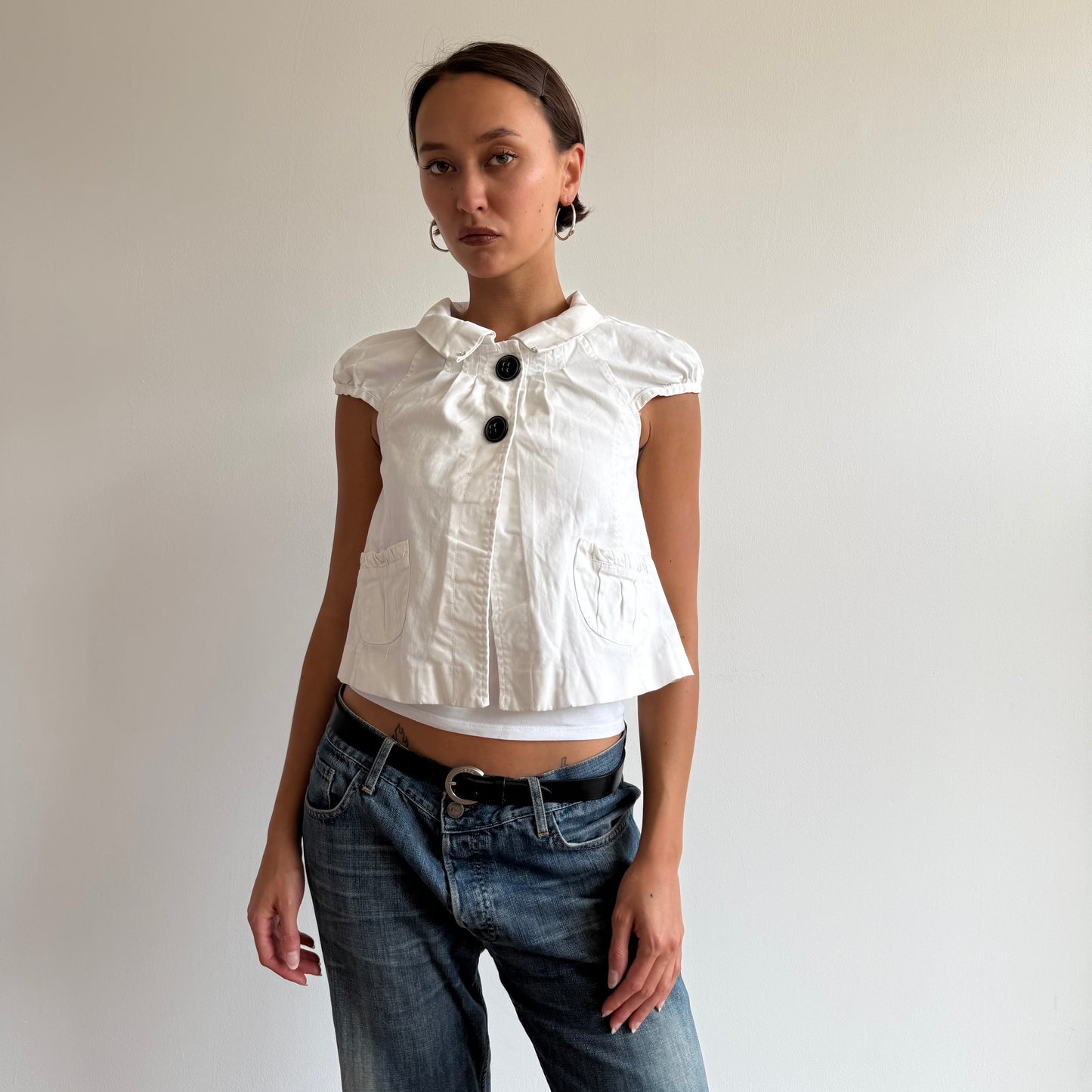 White short sleeve peacoat - Size S