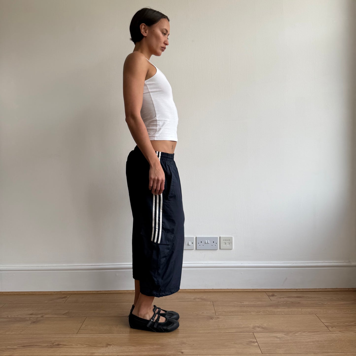 Navy Adidas capris - Size M + XL