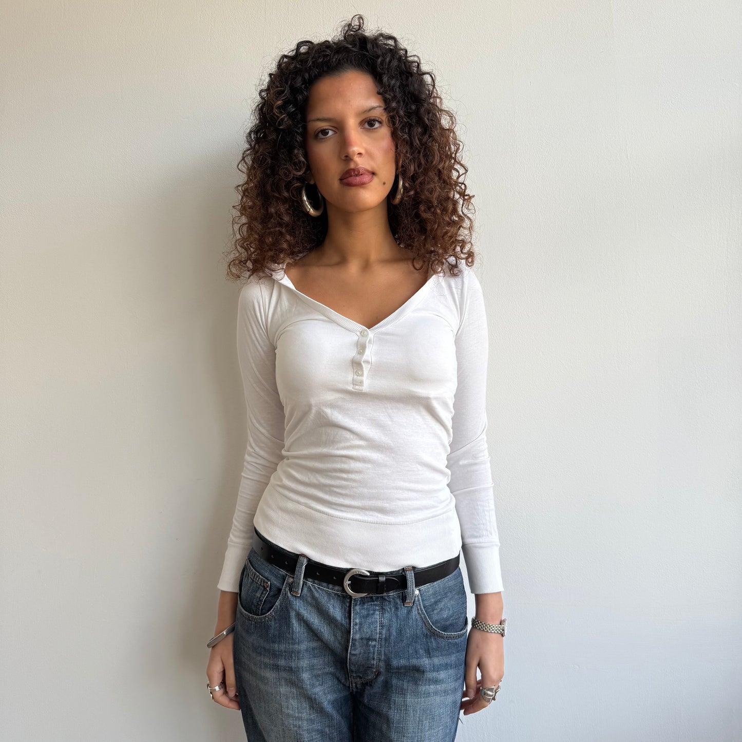 White hooded top - Size S