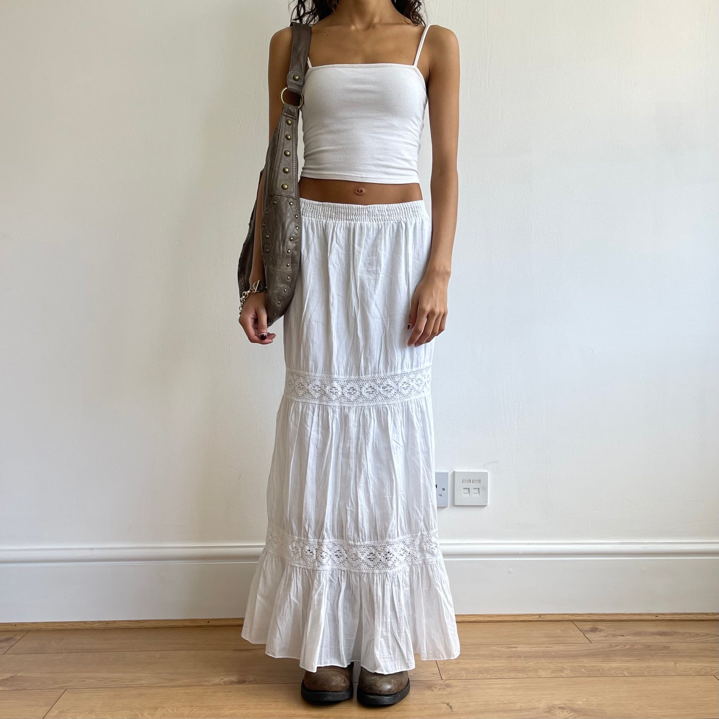 White boho maxi skirt - Size M/L