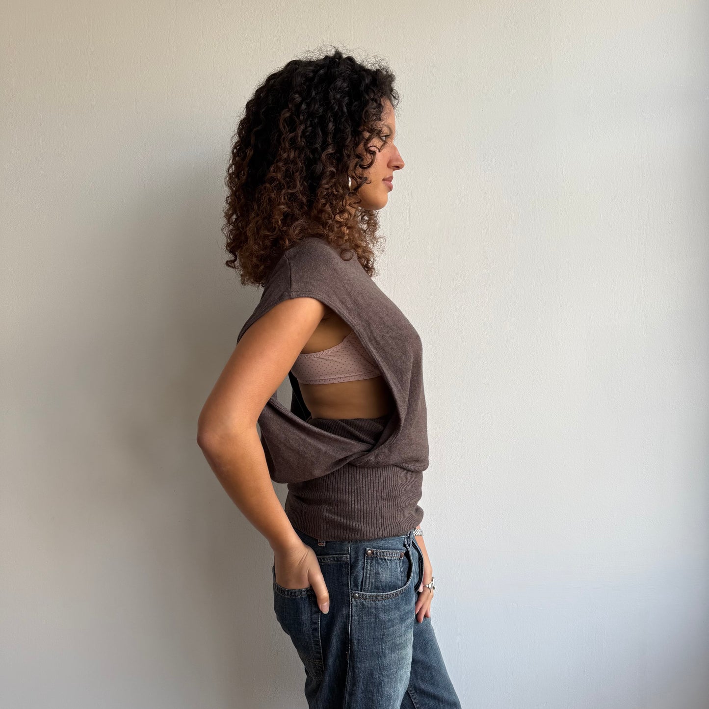 Brown open back knit - Size M