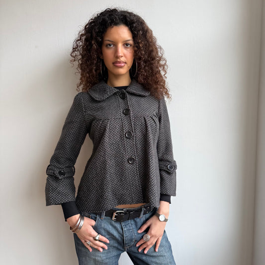 Grey round collar peacoat - Size S