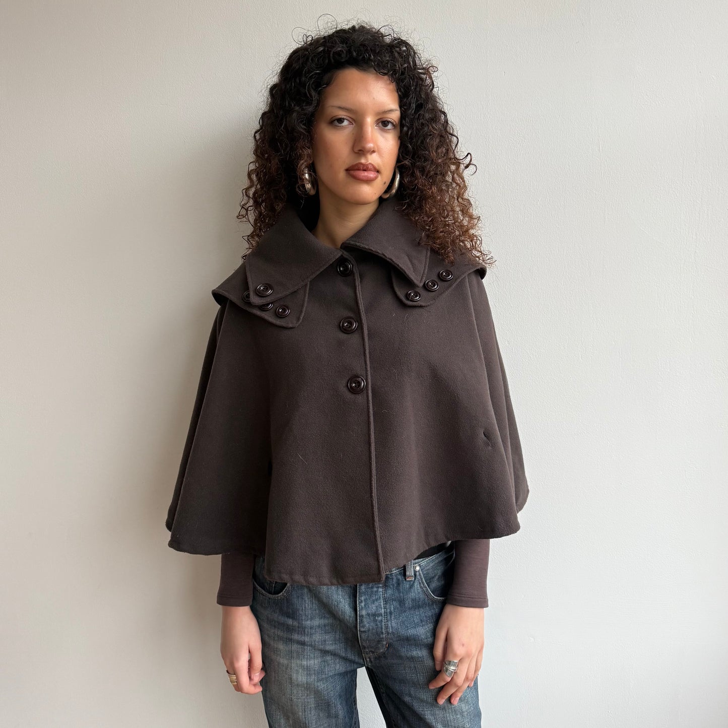 Brown button cape - One Size