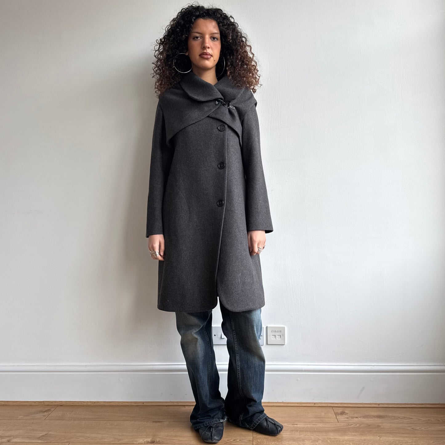 Charcoal Cop Copine bolero coat - Size M/L