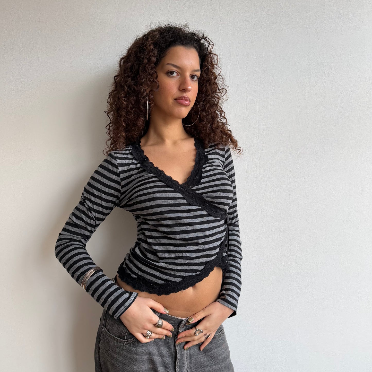 Striped ballet wrap top - Size S