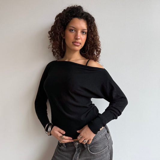 Black slouchy knit jumper - Size S/M