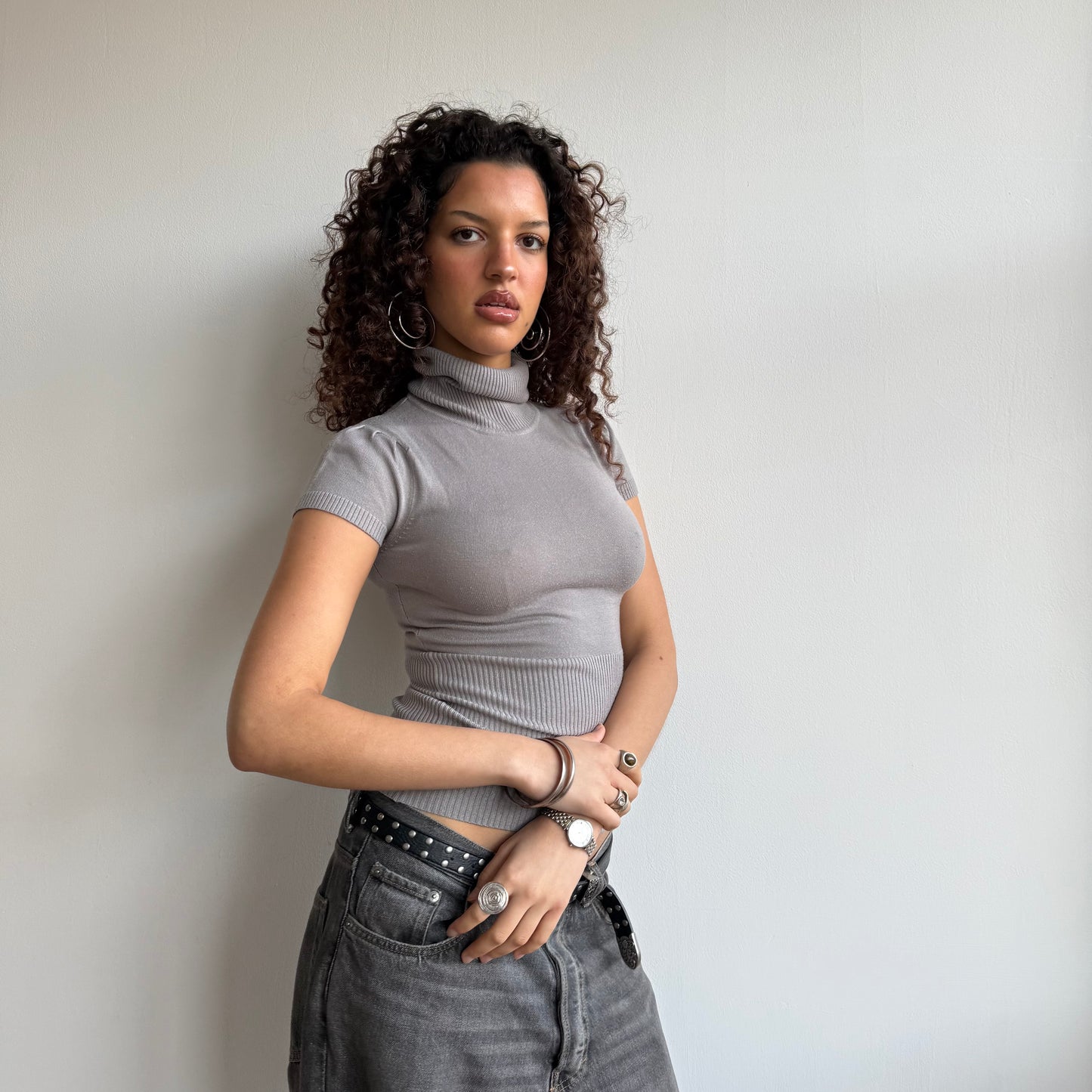 Grey sleeveless roll neck - Size S