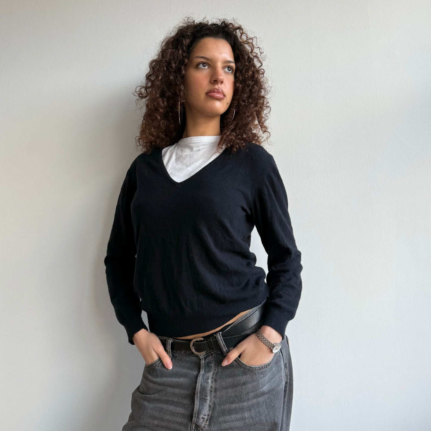 Black cashmere v-neck - Size S